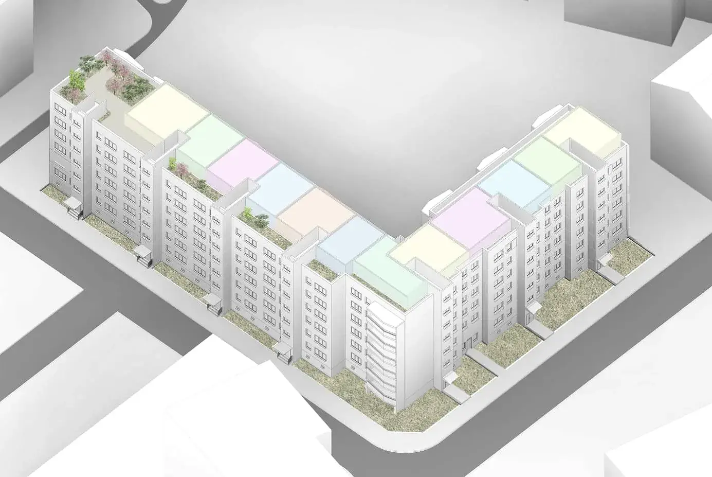 Massower Straße, Fassade und Aufstockung