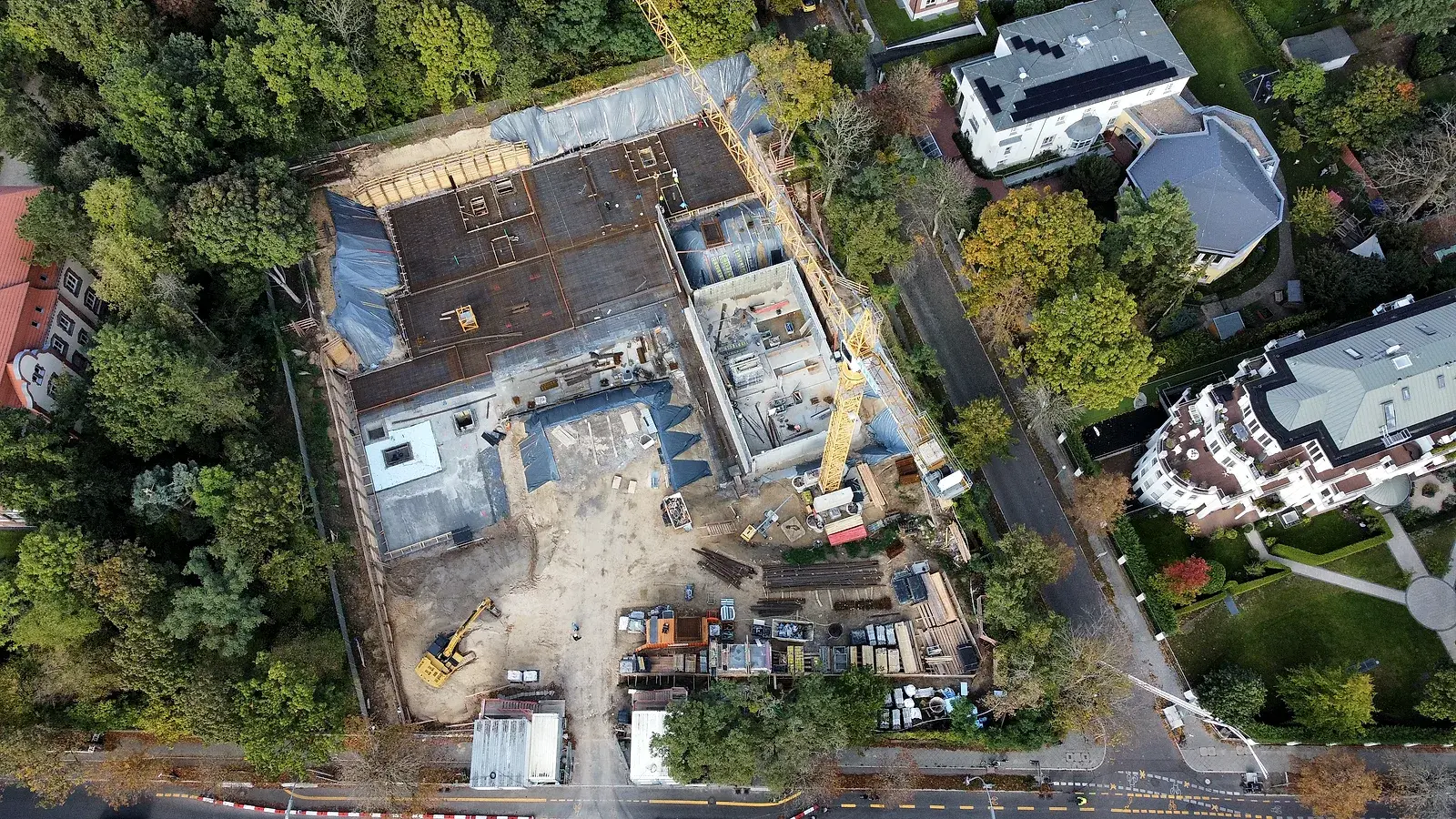 Drohnenaufnahme der Baustelle in der Königin-Luise-Straße
