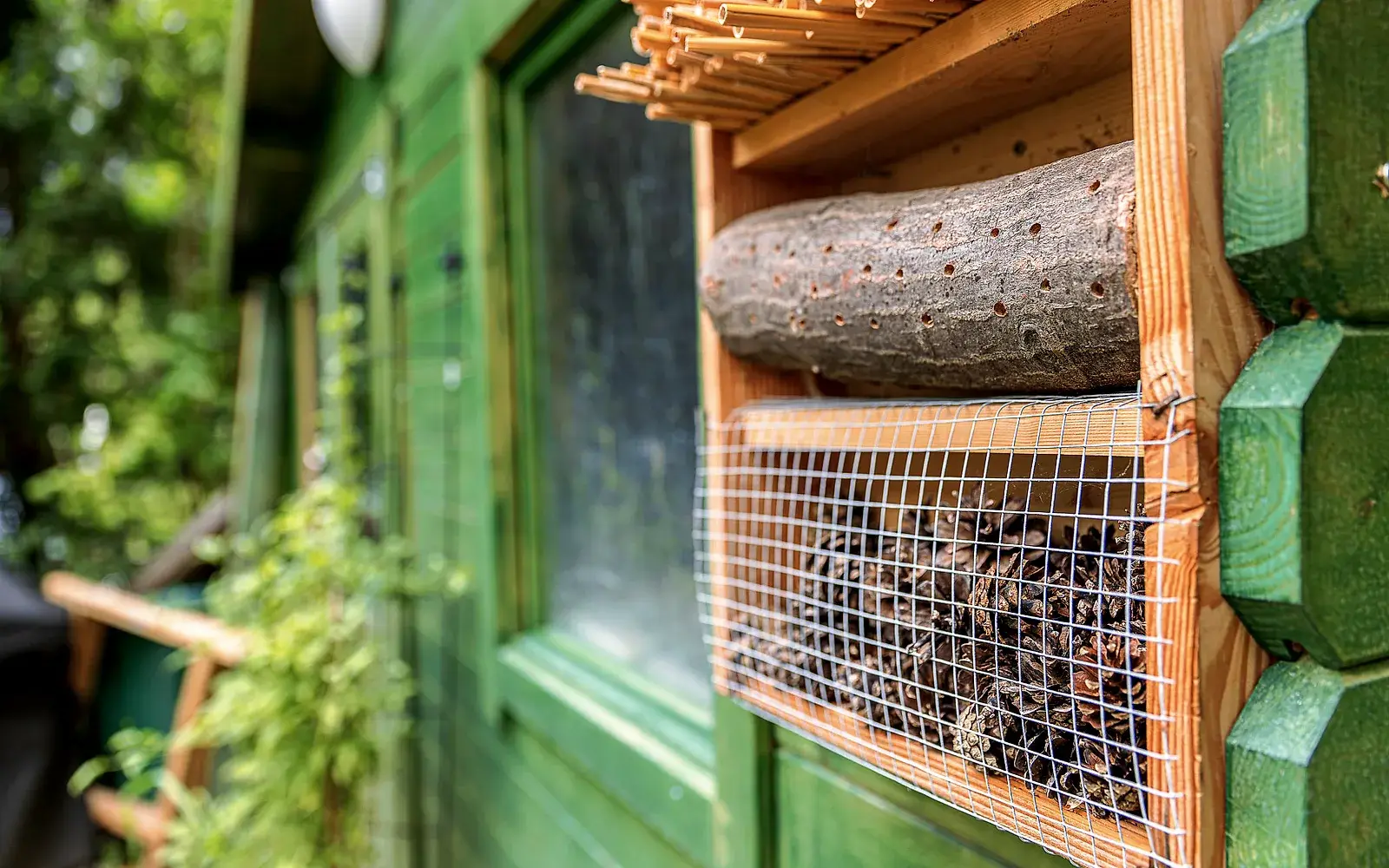 Insektenhotel am Gartenhaus des ECOPLAN Büros